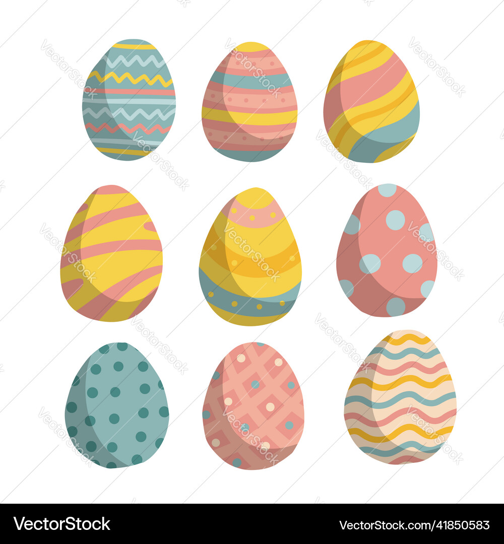 Set of easter eggs with different texture isolated Set of easter eggs with different texture isolated vector image