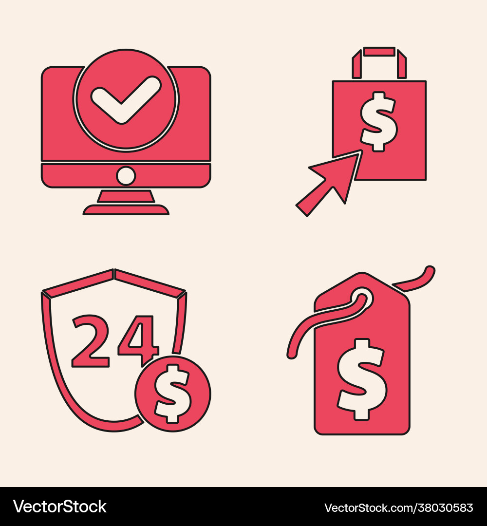 Set price tag with dollar computer monitor Vector Image