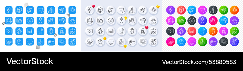 Swipe up graph chart and calendar line icons Vector Image
