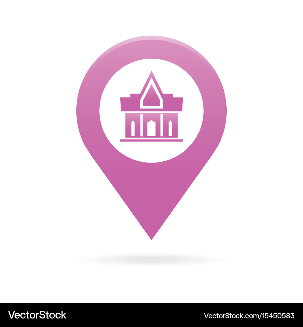 Temple monastery map pointer icon marker gps vector image