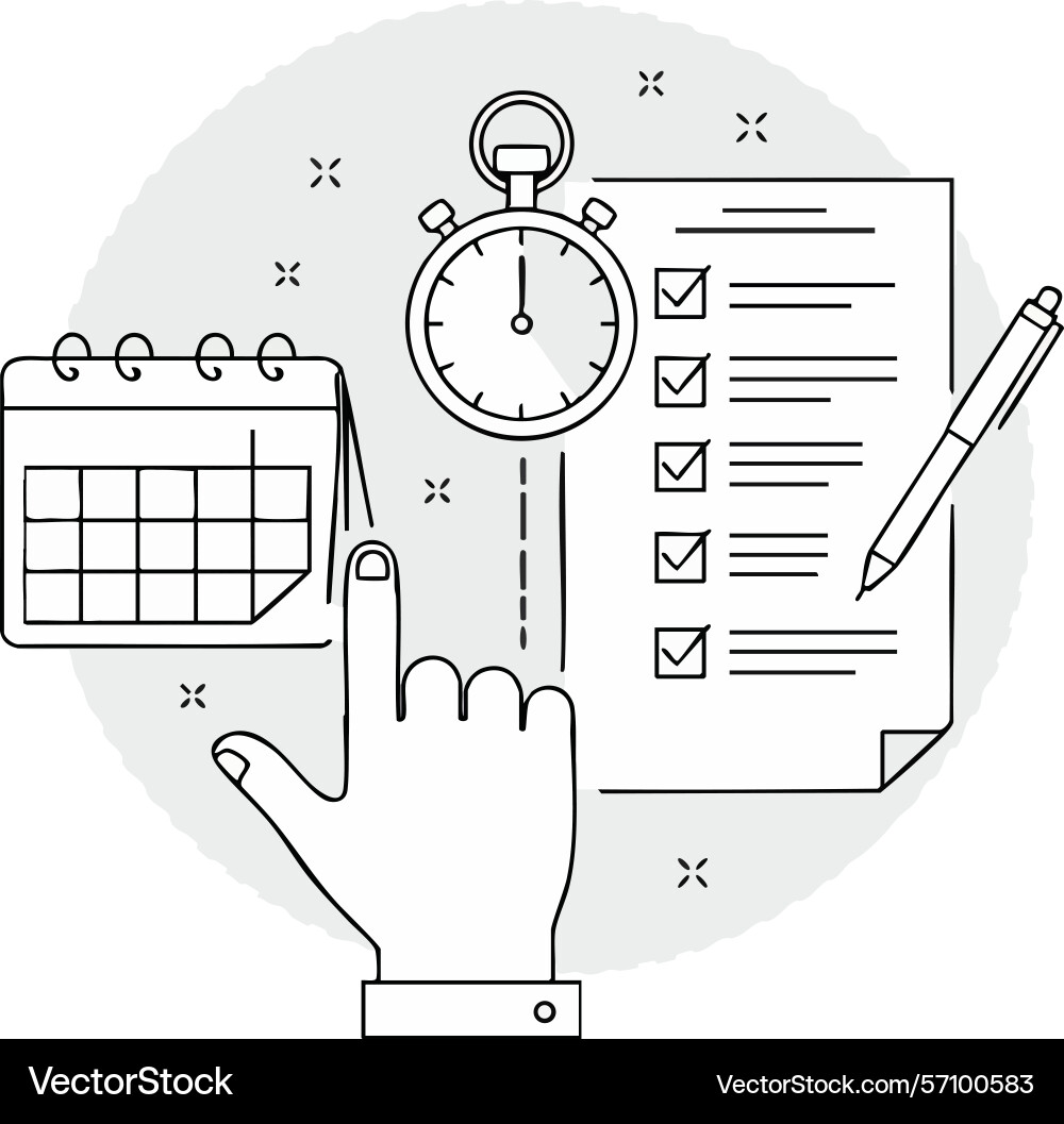 Time management concept with checklist calendar Time management concept with checklist calendar vector image