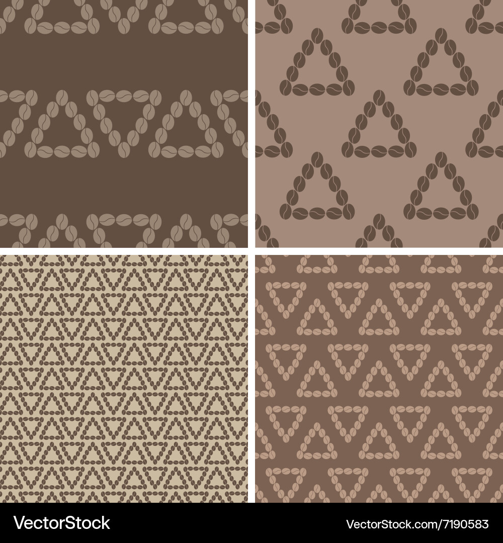 Triangular coffee seamless patterns set vector image