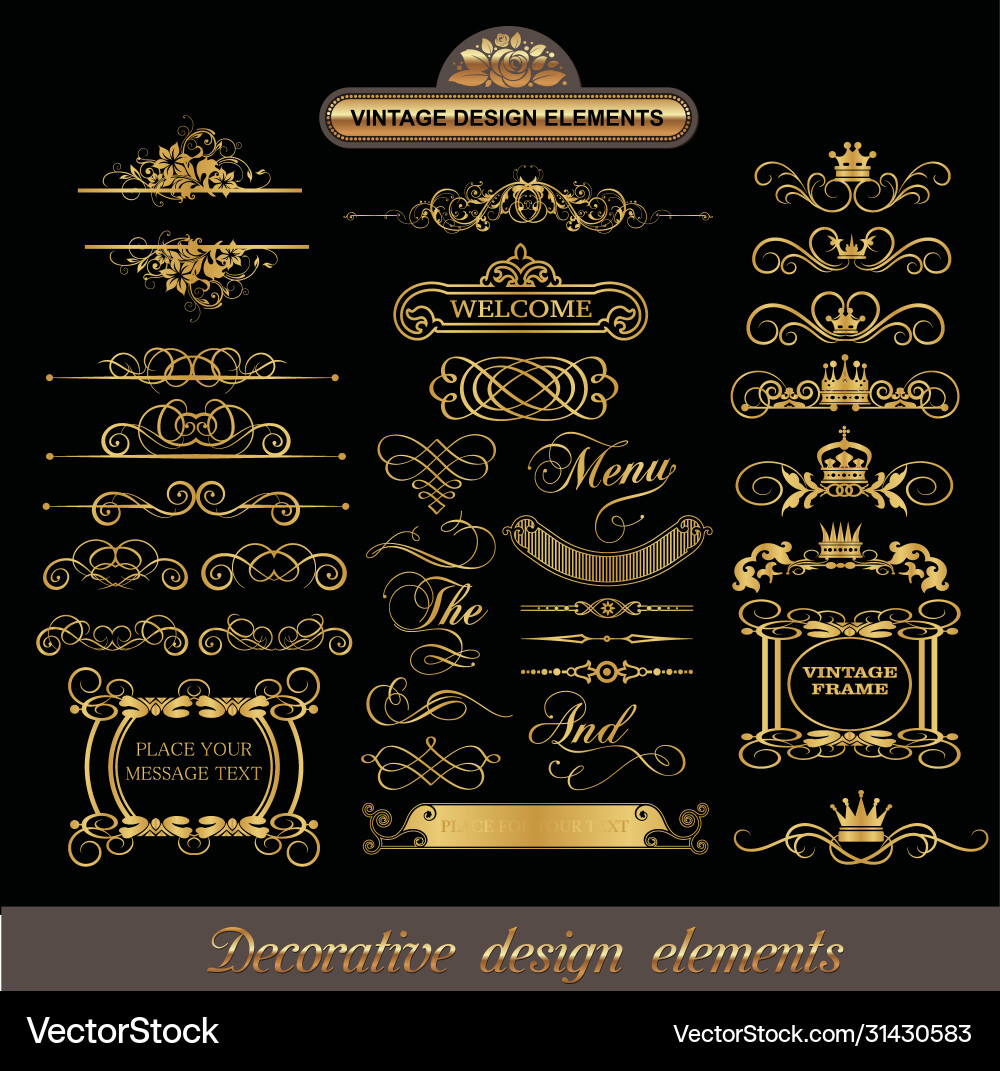 Vintage Swirl Floral Clip Art Collection Vector Image