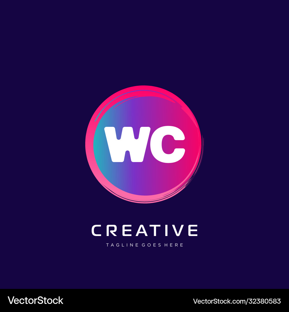 Wc initial logo with colorful template Vector Image