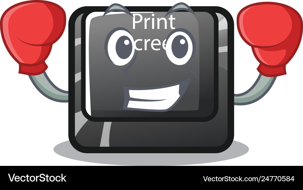 Boxing button print screen computer character Vector Image