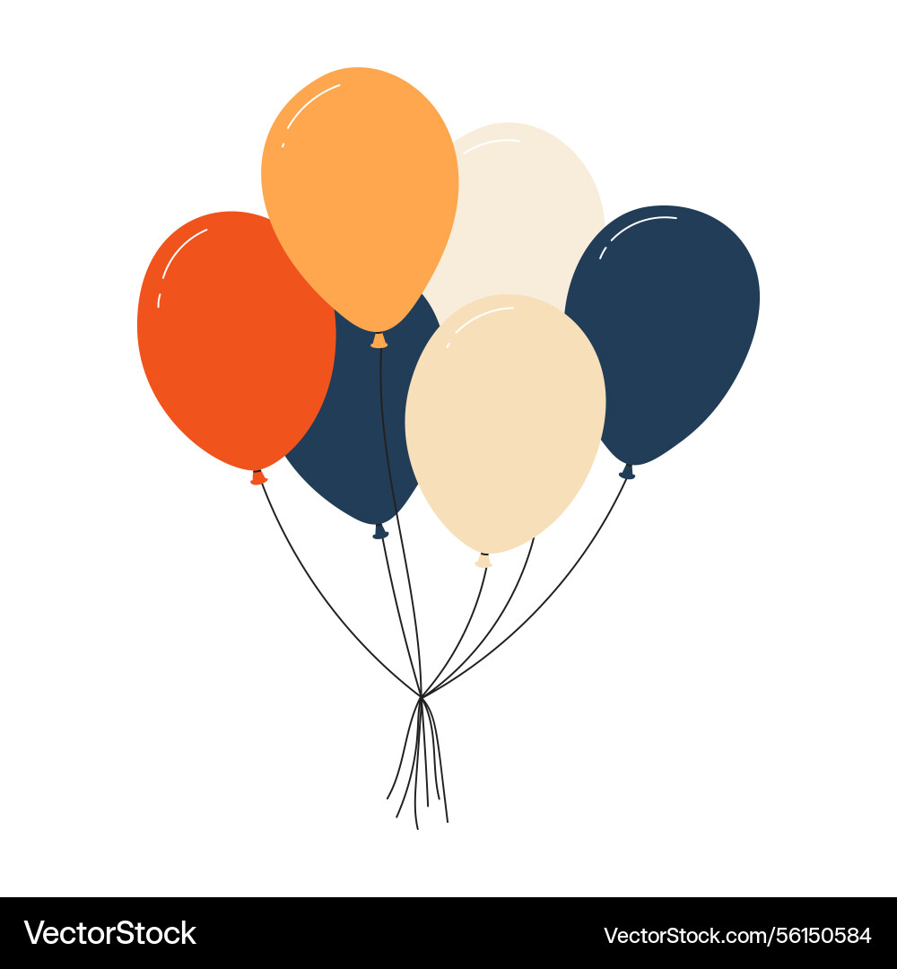 Bundle of colorful balloons with strings floating Bundle of colorful balloons with strings floating vector image