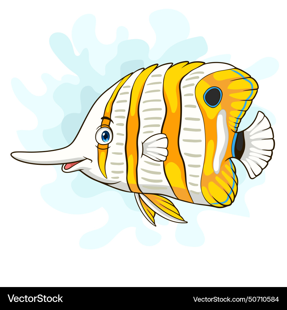 Cartoon copper banded butterfly fish Royalty Free Vector