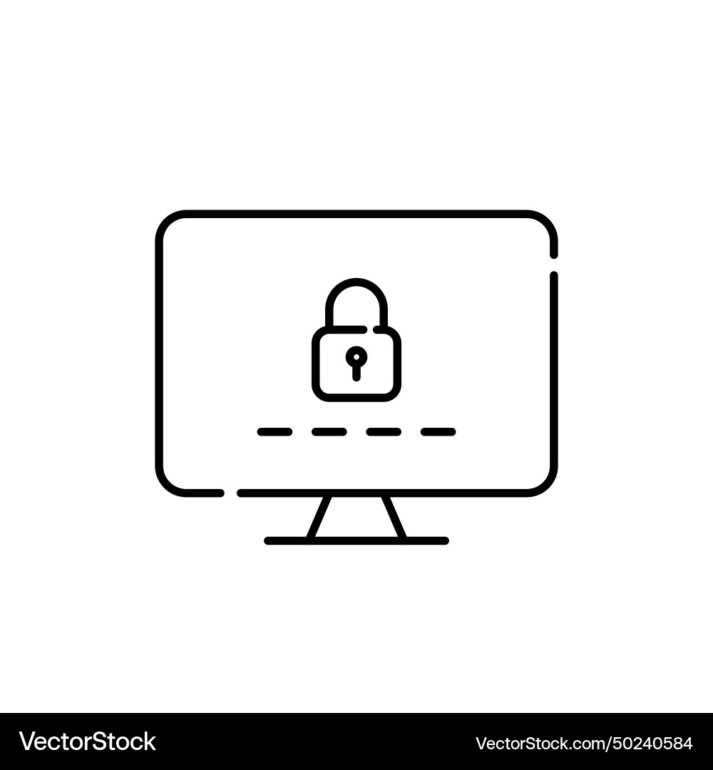Computer monitor lock and password pixel perfect Computer monitor lock and password pixel perfect vector image