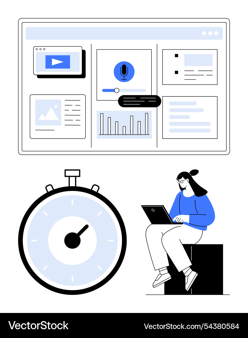 Digital workspace management with dashboard timer Digital workspace management with dashboard timer vector image