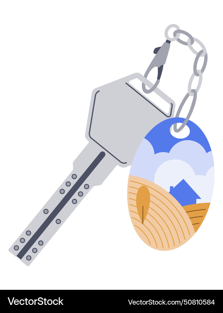 Door keys keyfob ring with trinket keychains Door keys keyfob ring with trinket keychains vector image