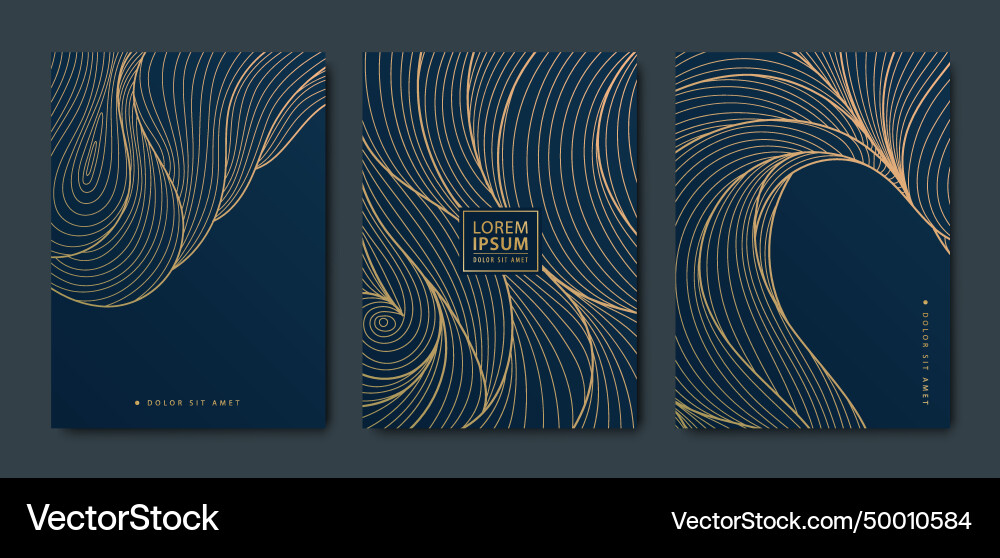 Gold Wave Pattern Background Set Royalty Free Vector Image