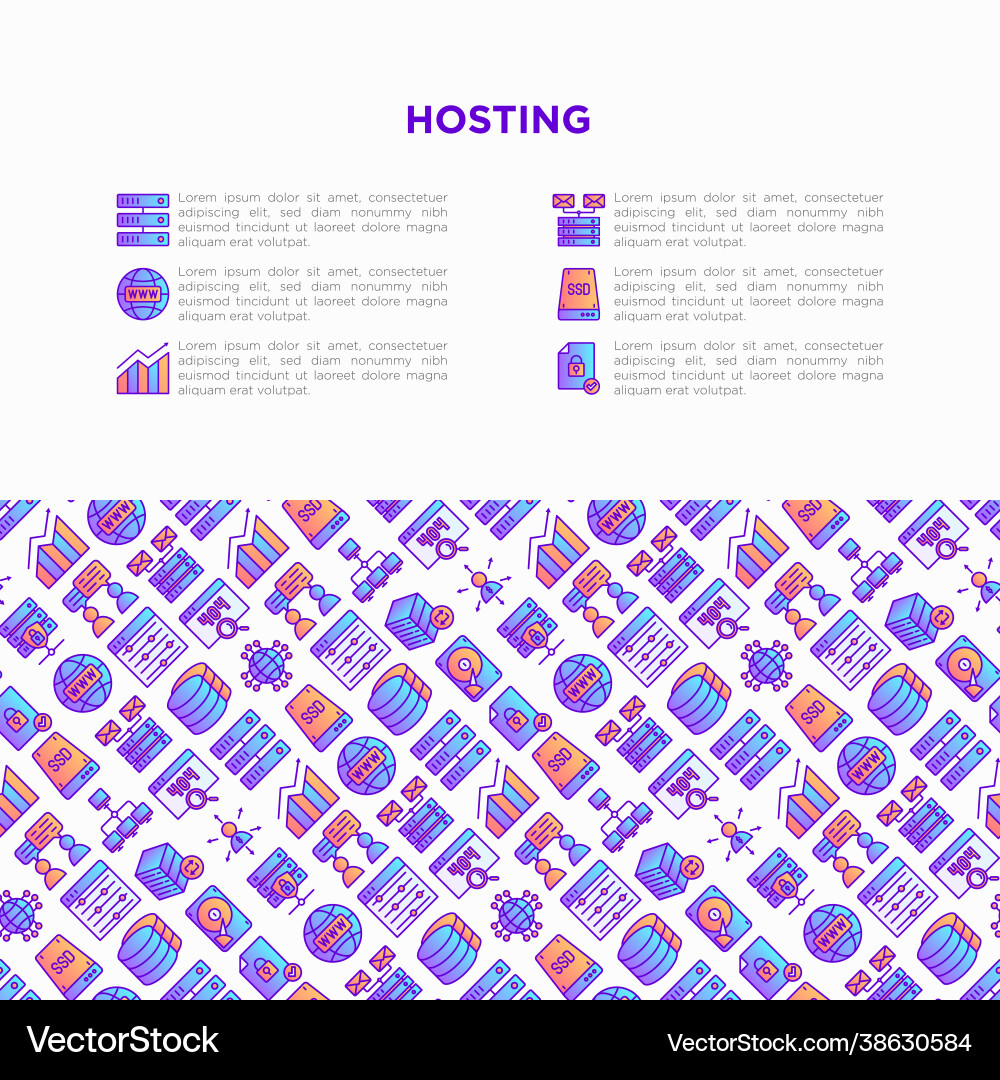 Hosting concept with thin line icons vps Vector Image