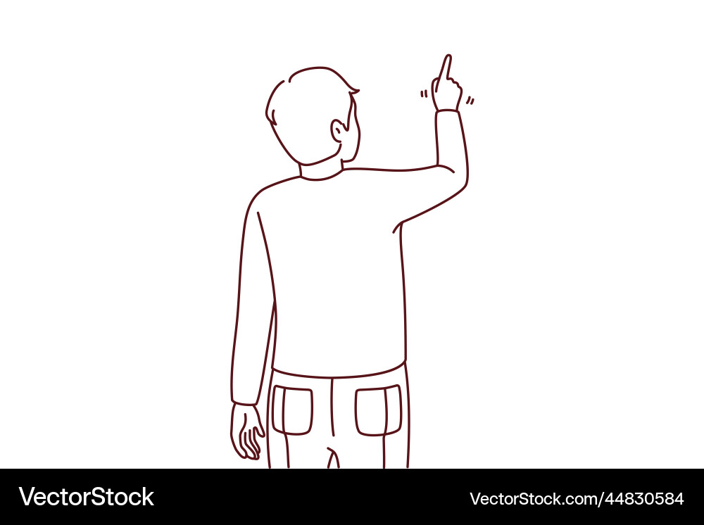 Man pointing at blank space with finger vector image
