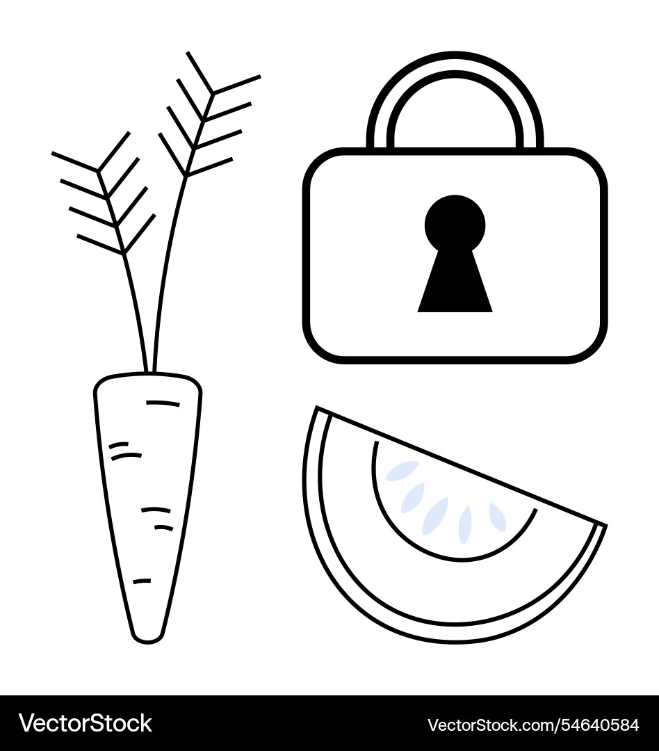 Minimalistic elements of carrot padlock Minimalistic elements of carrot padlock vector image