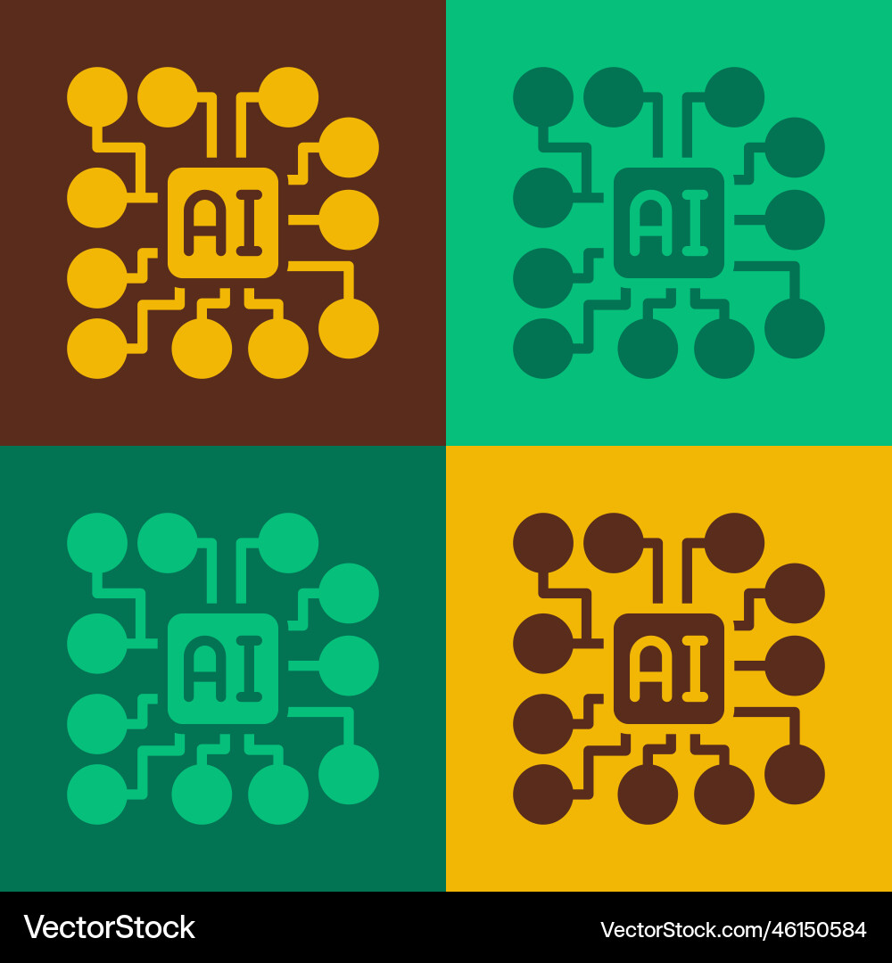 Pop art neural network icon isolated on color Pop art neural network icon isolated on color vector image