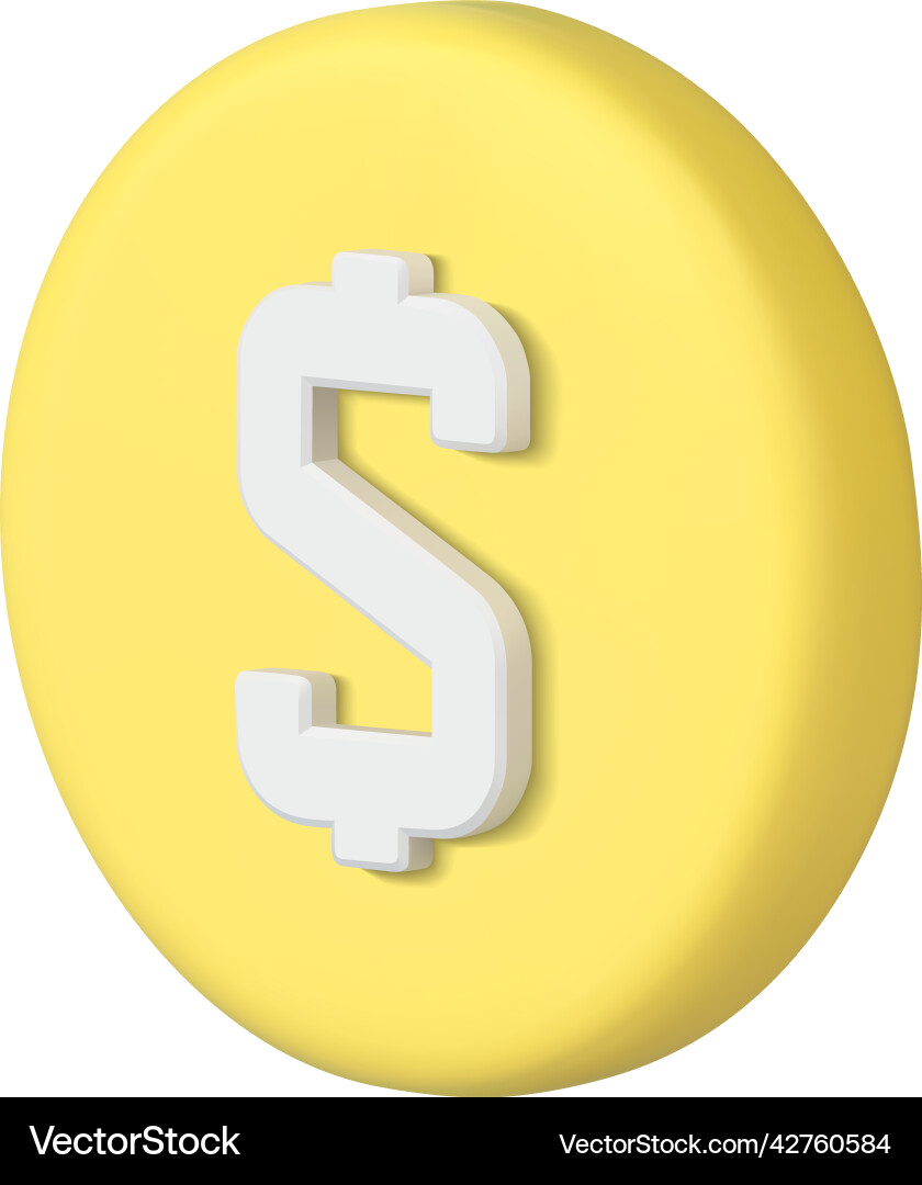 Realistic glossy yellow circle dollar sign badge Vector Image