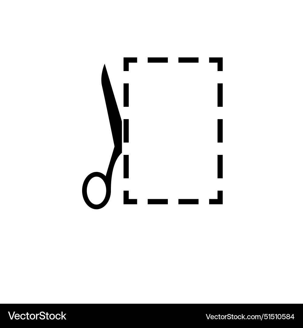 Scissors with cut lines solid flat icon isolated Scissors with cut lines solid flat icon isolated vector image