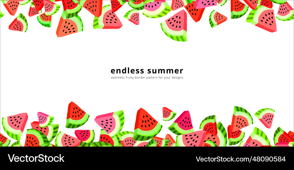 Seamless border pattern with watermelon slices Seamless border pattern with watermelon slices vector image