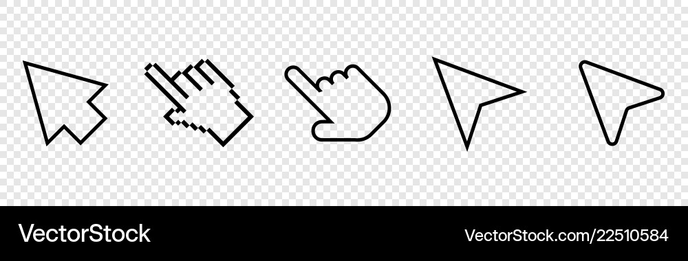 Set of cursor icons in line and flat modern design vector image