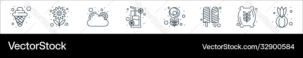 Spring line icons linear set quality Spring line icons linear set quality vector image