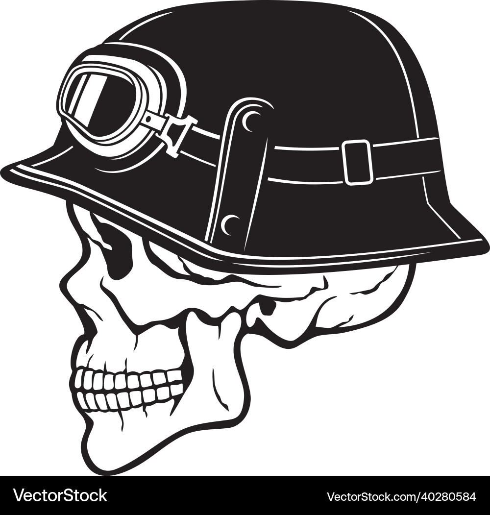 Vintage motorcycle helmet with skull Vintage motorcycle helmet with skull vector image