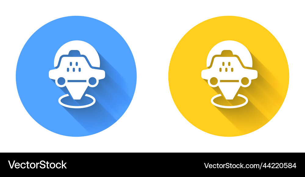 White map pointer with taxi car icon isolated Vector Image
