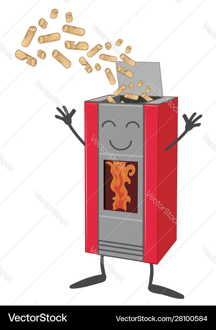 Wood pellet stove cartoon isolated on white Wood pellet stove cartoon isolated on white vector image