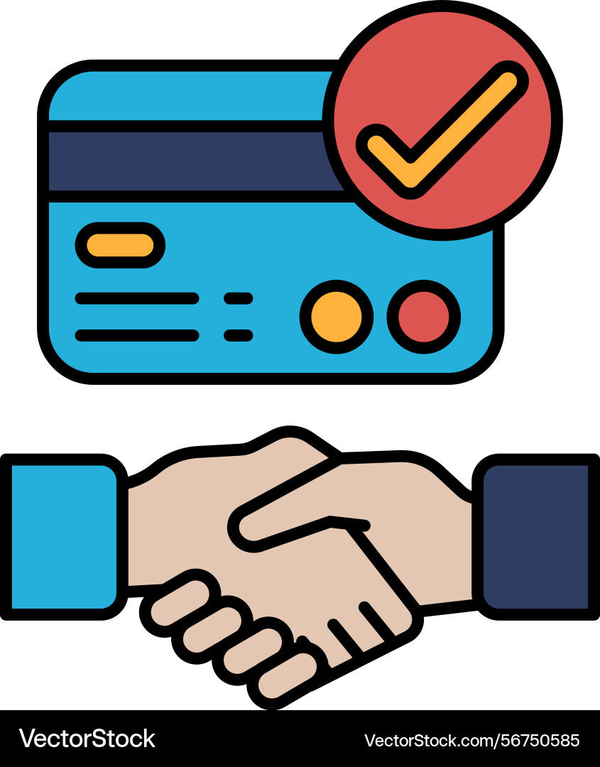 A credit card with red check mark A credit card with red check mark Vector Image