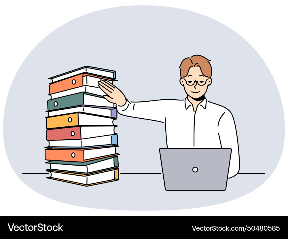 Businesswoman refuse from folders work on laptop Vector Image