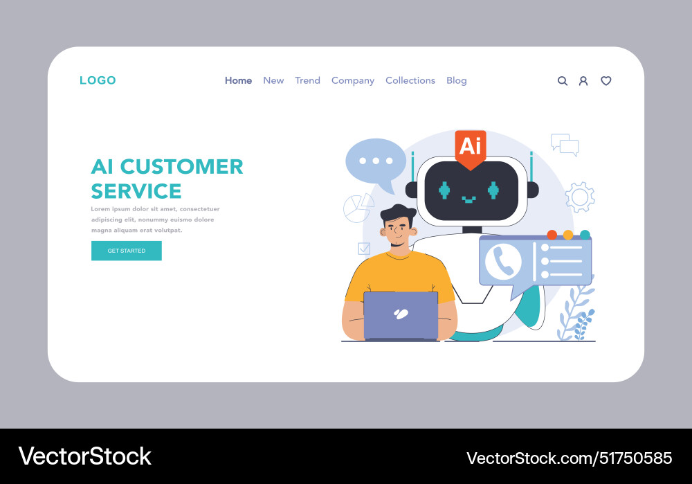 Chat bot web or landing ai-powered customer Chat bot web or landing ai-powered customer vector image