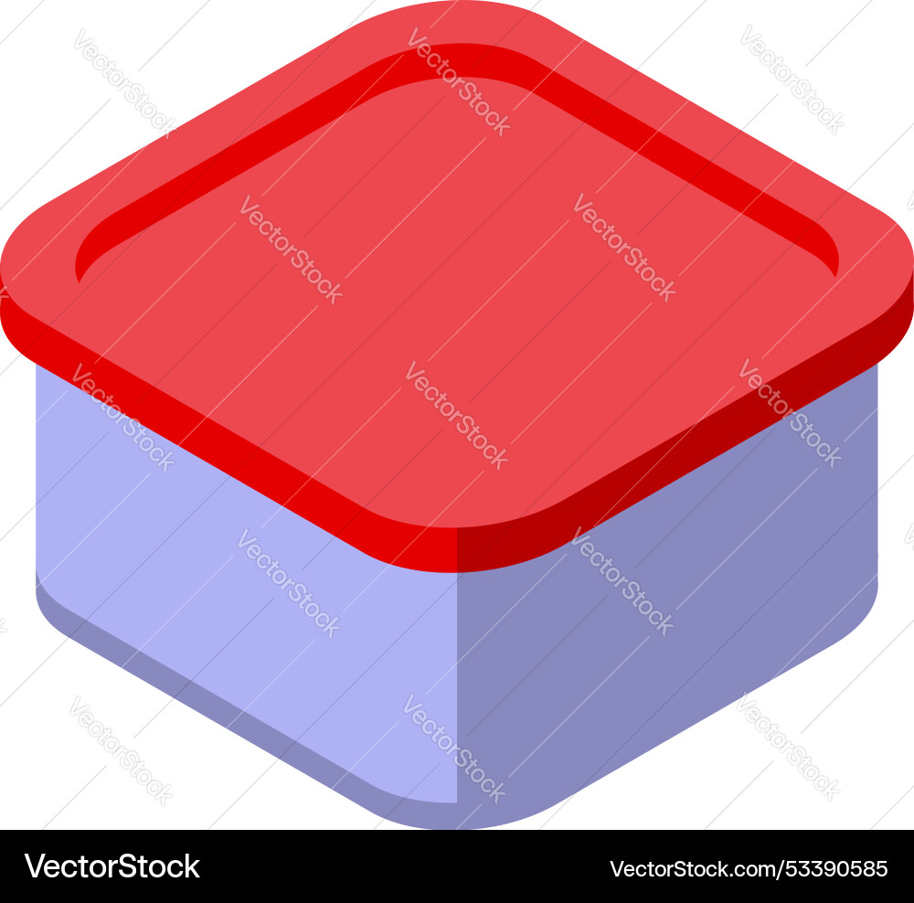 Closed red empty plastic container isometric view Vector Image