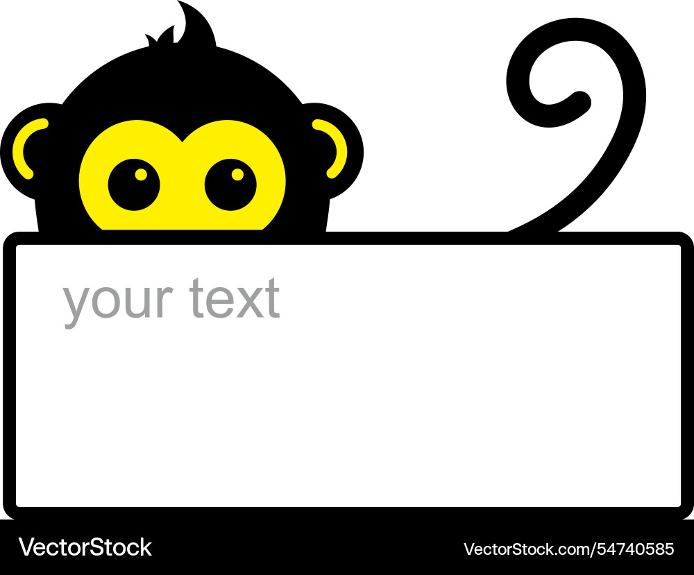 Cute monkey with frame empty note Vector Image