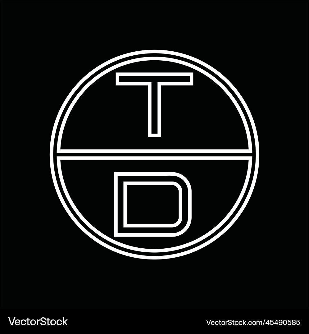 Dt logo monogram abstract inside circle stripe vector image
