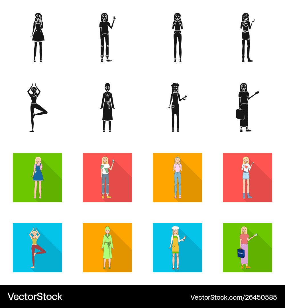 Isolated object posture and mood icon set Isolated object posture and mood icon set vector image