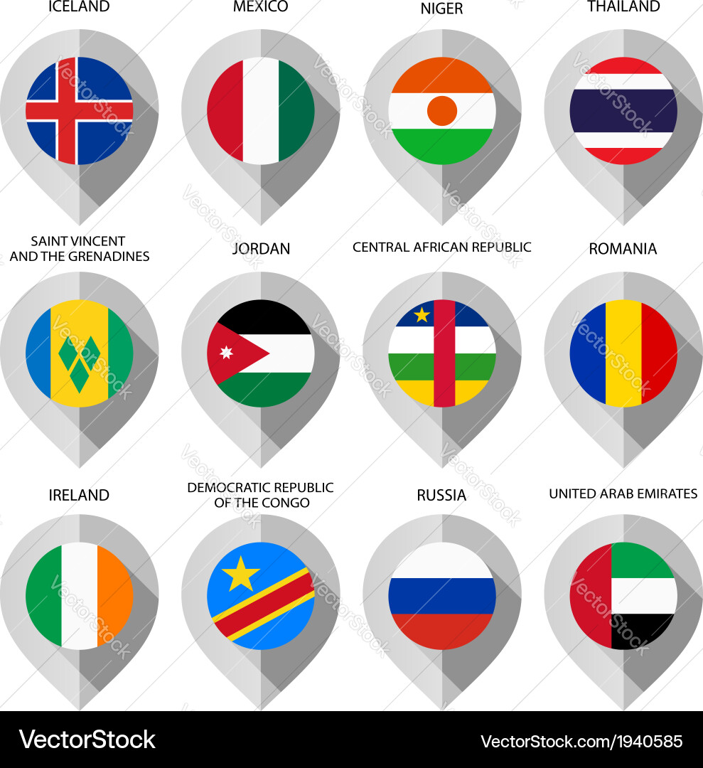 Marker from paper with flag for map - set sixth vector image