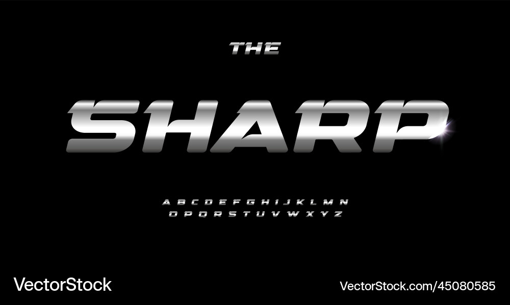 Metal sharped font dynamic edgy letters metallic vector image