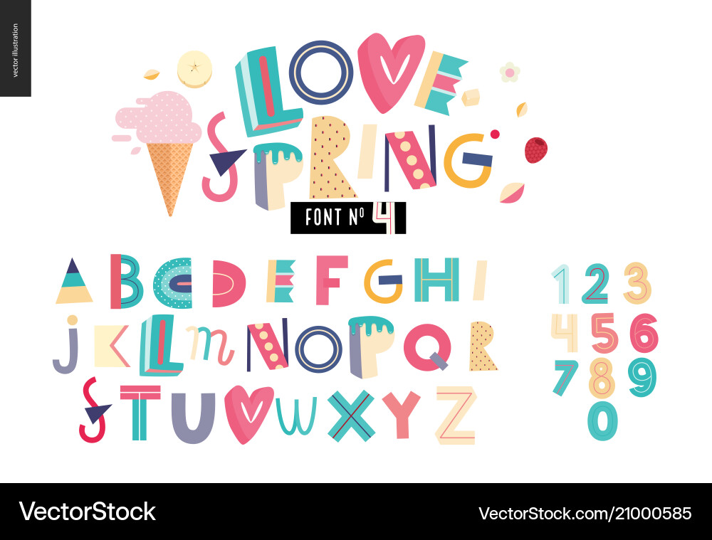 Playful Spring Alphabet Set vector image