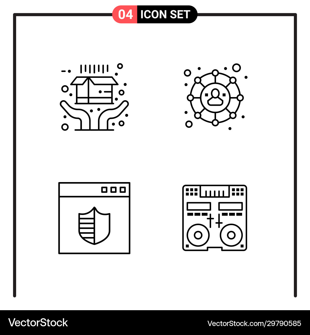Set 4 line style icons for web and mobile Set 4 line style icons for web and mobile vector image