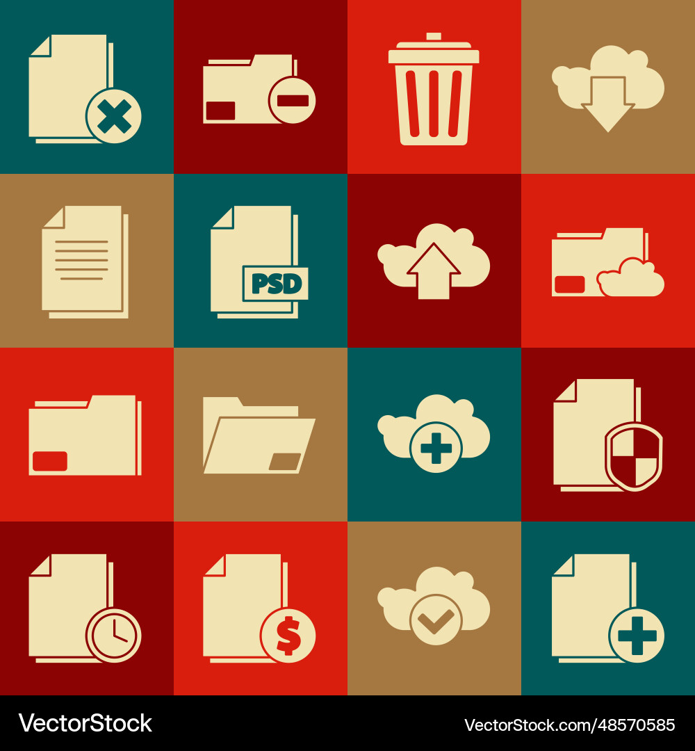 Set add new file document protection concept Set add new file document protection concept vector image