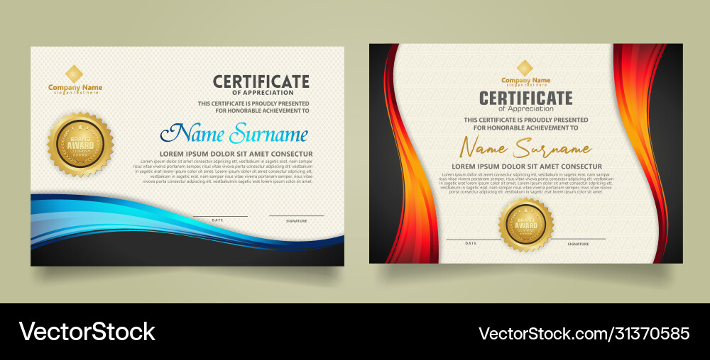 Set modern certificate template with flow lines Set modern certificate template with flow lines vector image