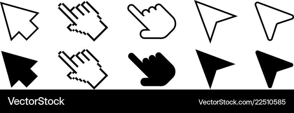 Set of cursor icons in line and flat modern design Vector Image