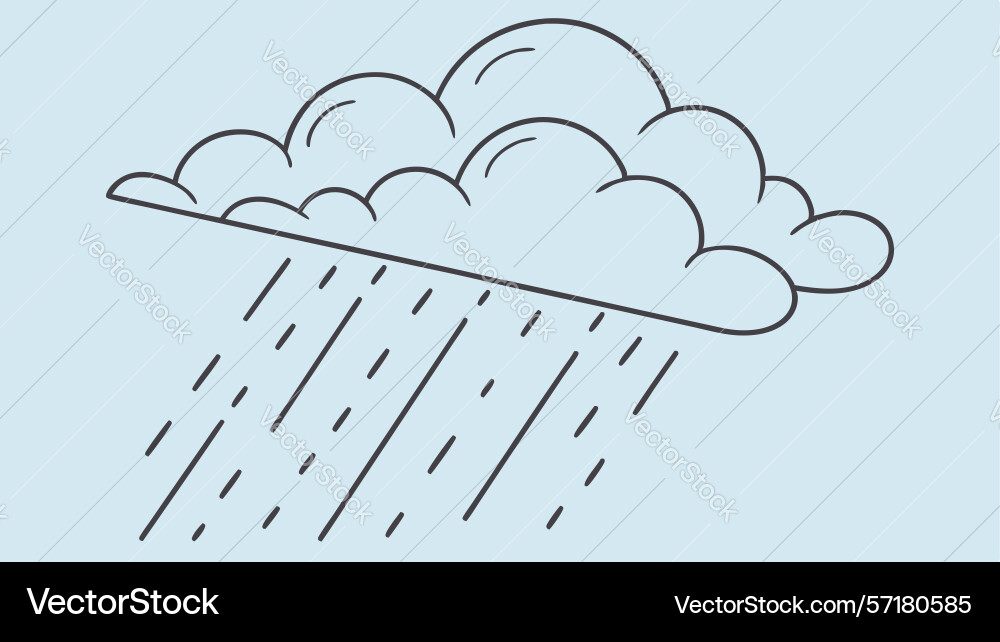 Simple rain cloud outline design generative ai vector image