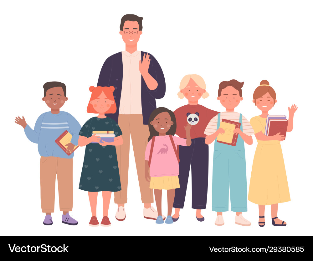 Teacher and Children Group vector image