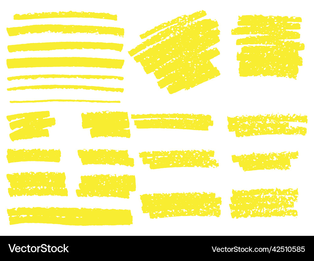 Yellow highlighter brush lines hand Yellow highlighter brush lines hand vector image