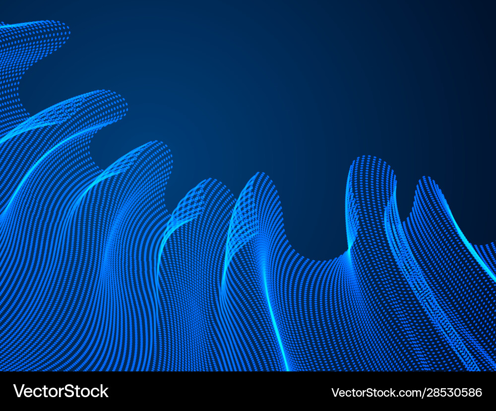 3d magic particles mesh array over dark sound 3d magic particles mesh array over dark sound vector image