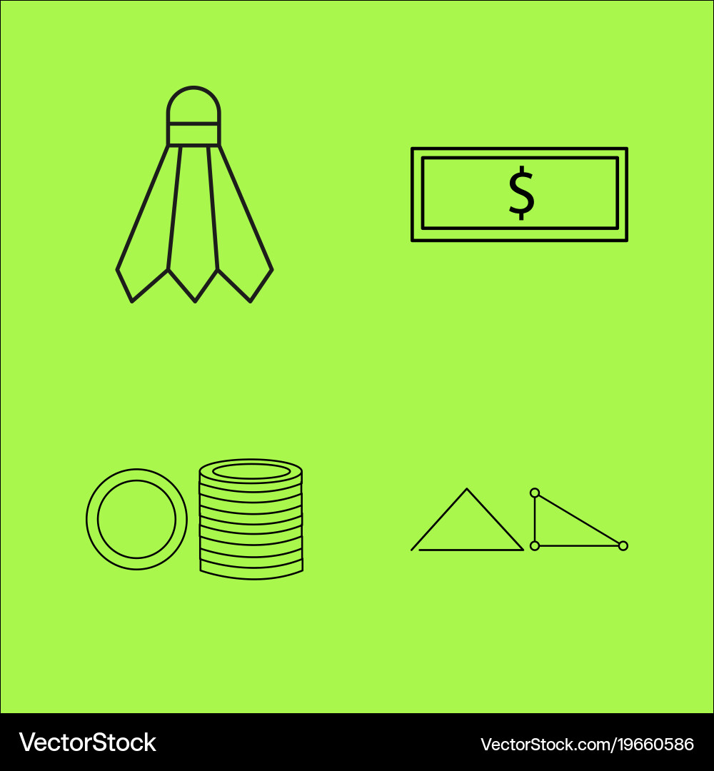 Basic content simple linear outline icon set vector image