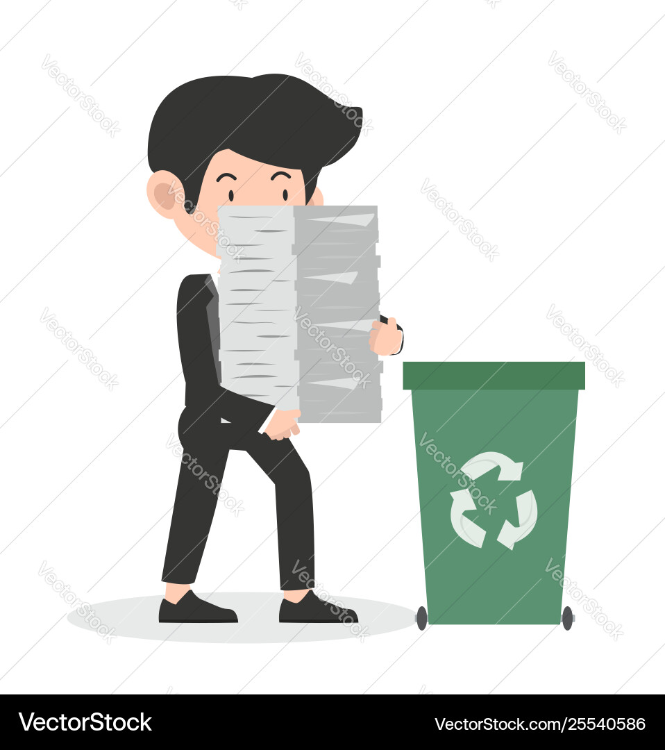 Businessman holding papers recycling concept Businessman holding papers recycling concept vector image