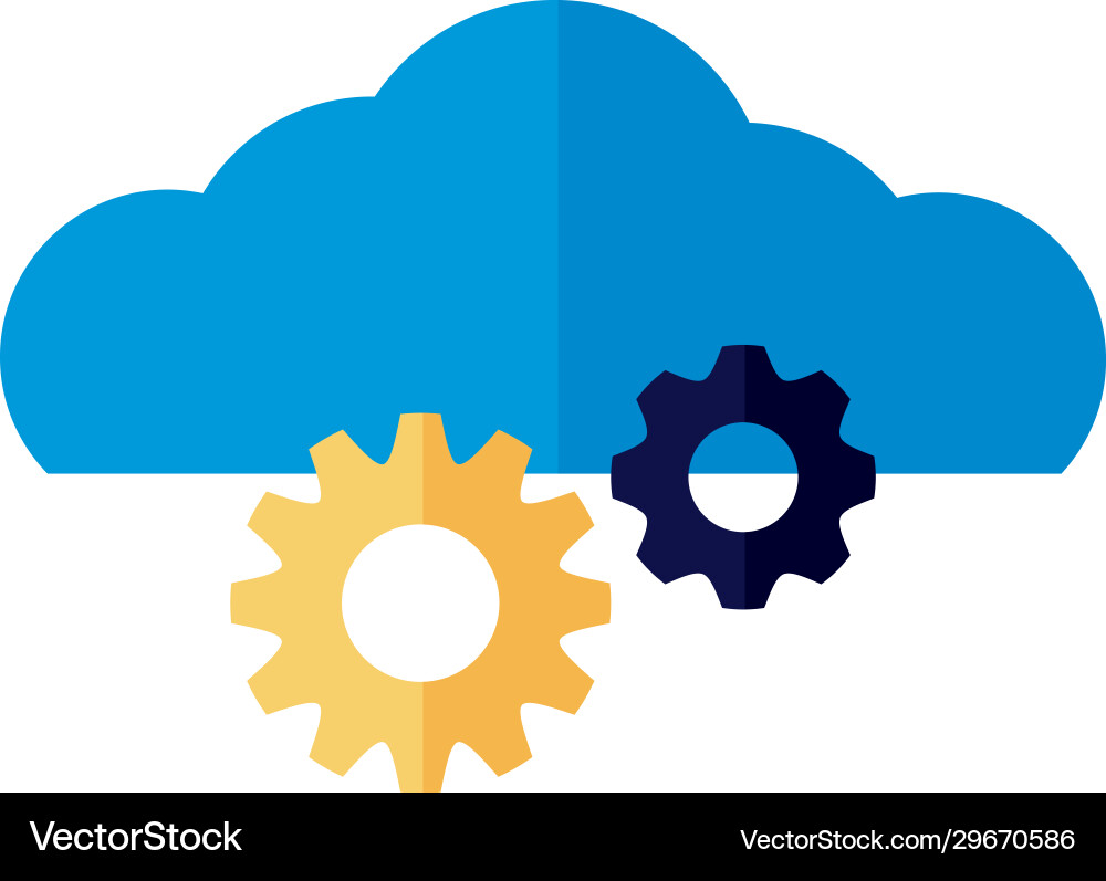 Cloud computing with gears flat style Cloud computing with gears flat style vector image
