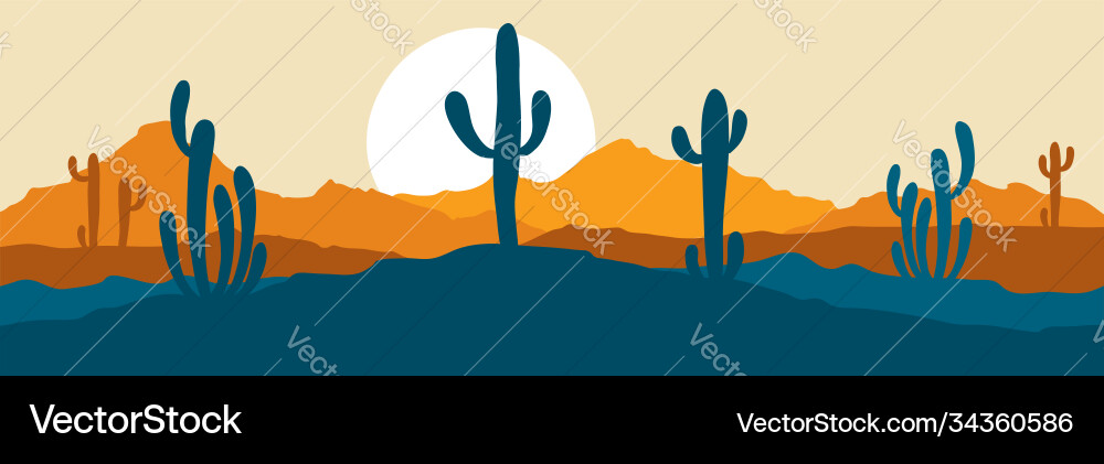 Desert Sunset Landscape vector image