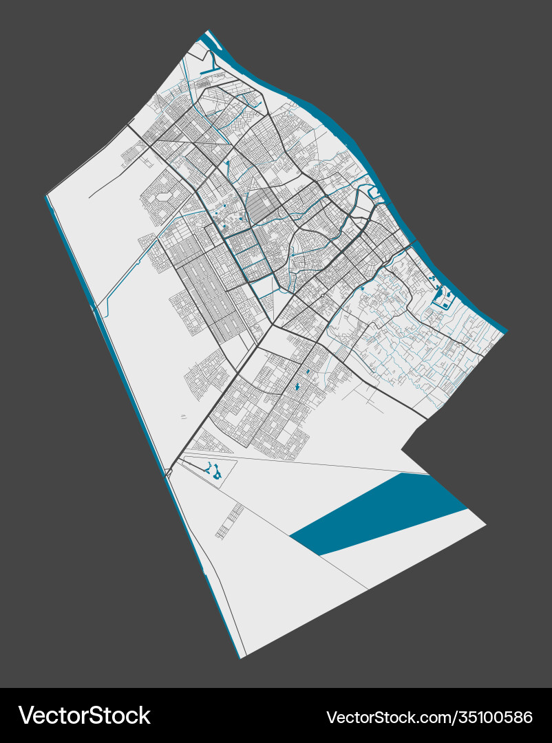 Detailed map basra city cityscape royalty free Detailed map basra city cityscape royalty free vector image